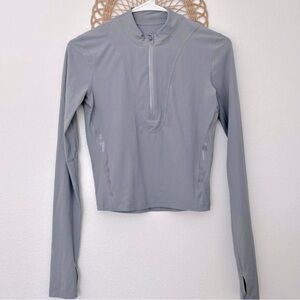 Lululemon Gloss Trim Long Sleeve Running Half-Zip in Gray